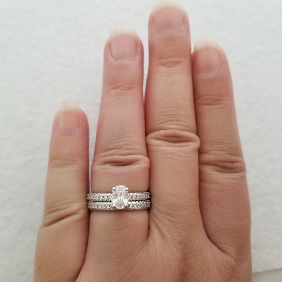 (2pcs) 1ct TW 18k Over Sterling Ring Set - Picture 8 of 8